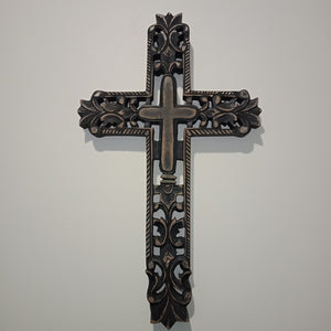 Hand Carved Black Wall Cross
