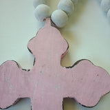 Pink Cross with Beads (Rustic)