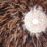 Boho Feather and Shell Juju Hat (Brown/White/Rust))