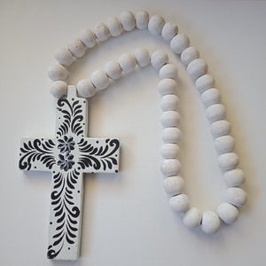 Hand Painted Cross with Beads