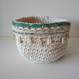 Handmade Natural Basket with Beads and Shells