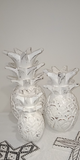 White Carved Pineapples (Set of 3)